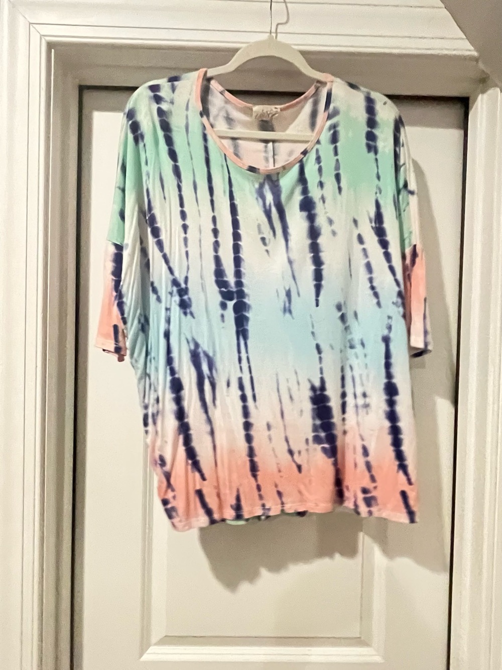 Pastel Tie-Dye Short Sleeve Tee in Mint, Blue & Peach